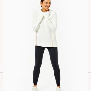 Addison Bat cream Sweater with Gold Zipper Accents everyday crewneck size L